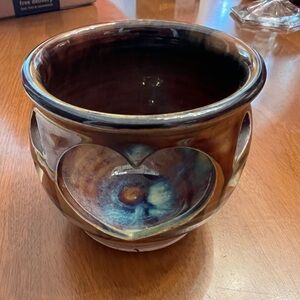 Greg Olson Glazed Heart Pottery Votive Set, Handcrafted Ceramic Heart Vase New